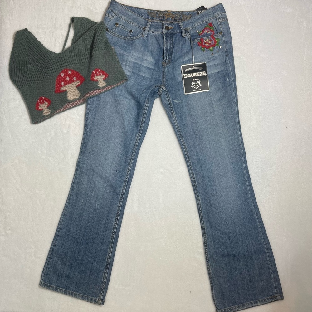 90’s Squeeze Women's Light Blue Flare Jeans. bootcut boho Coachella gypsy summer